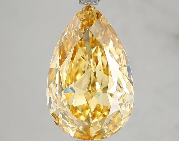 5.03ct Fancy Vivid Yellow Pear Lab Diamond, SI1, IGI Certified