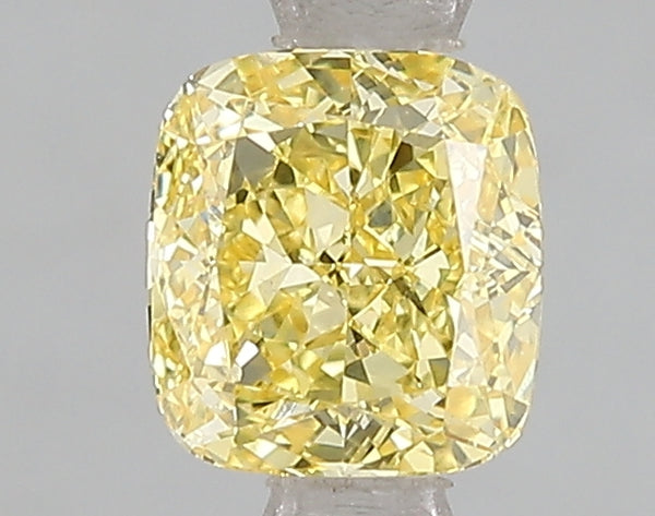1ct Fancy Vivid Yellow Cushion Lab Diamond, VS2, IGI Certified