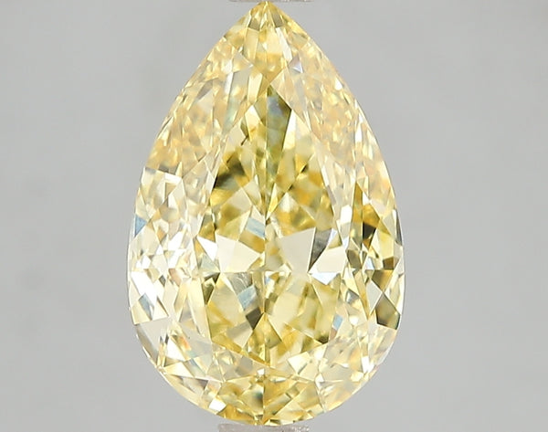 3.02ct Fancy Vivid Yellow Pear Lab Diamond, VS2, IGI Certified
