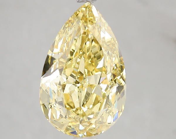 5.02ct Fancy Vivid Yellow Pear Lab Diamond, SI1, IGI Certified