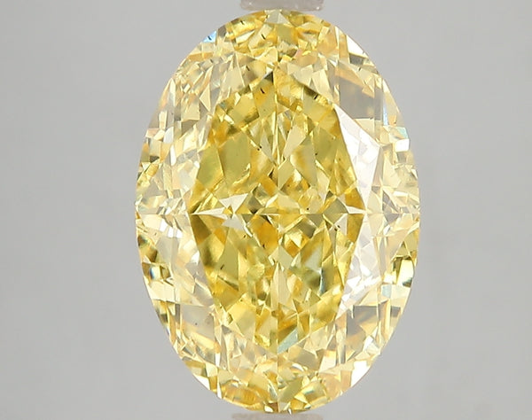 5.04ct Fancy Vivid Yellow Oval Lab Diamond, SI1, IGI Certified