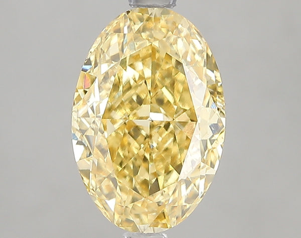 3ct Fancy Intense Yellow Oval Lab Diamond, SI1, IGI Certified