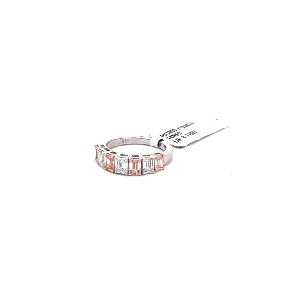 The Rosalie Pink & White Emerald Half-Eternity Band