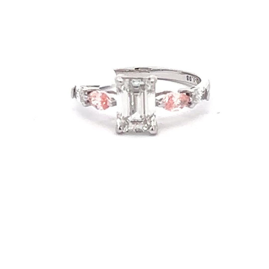 The Élise Emerald-Cut Ring with Pink Accents