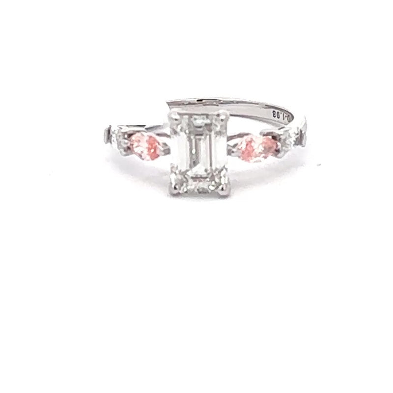 The Élise Emerald-Cut Ring with Pink Accents