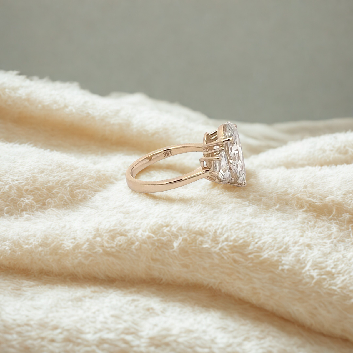 Pear Solitaire — Hidden Halo, 14K Yellow Gold