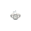 The Cecile emerald-cut halo ring in 14K white gold
