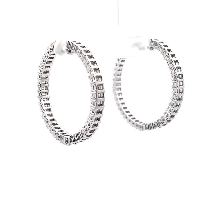The Solene inside-out emerald-cut diamond hoops in 14K white gold
