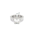 The Marguerite emerald-cut solitaire on emerald eternity band in 14K white gold