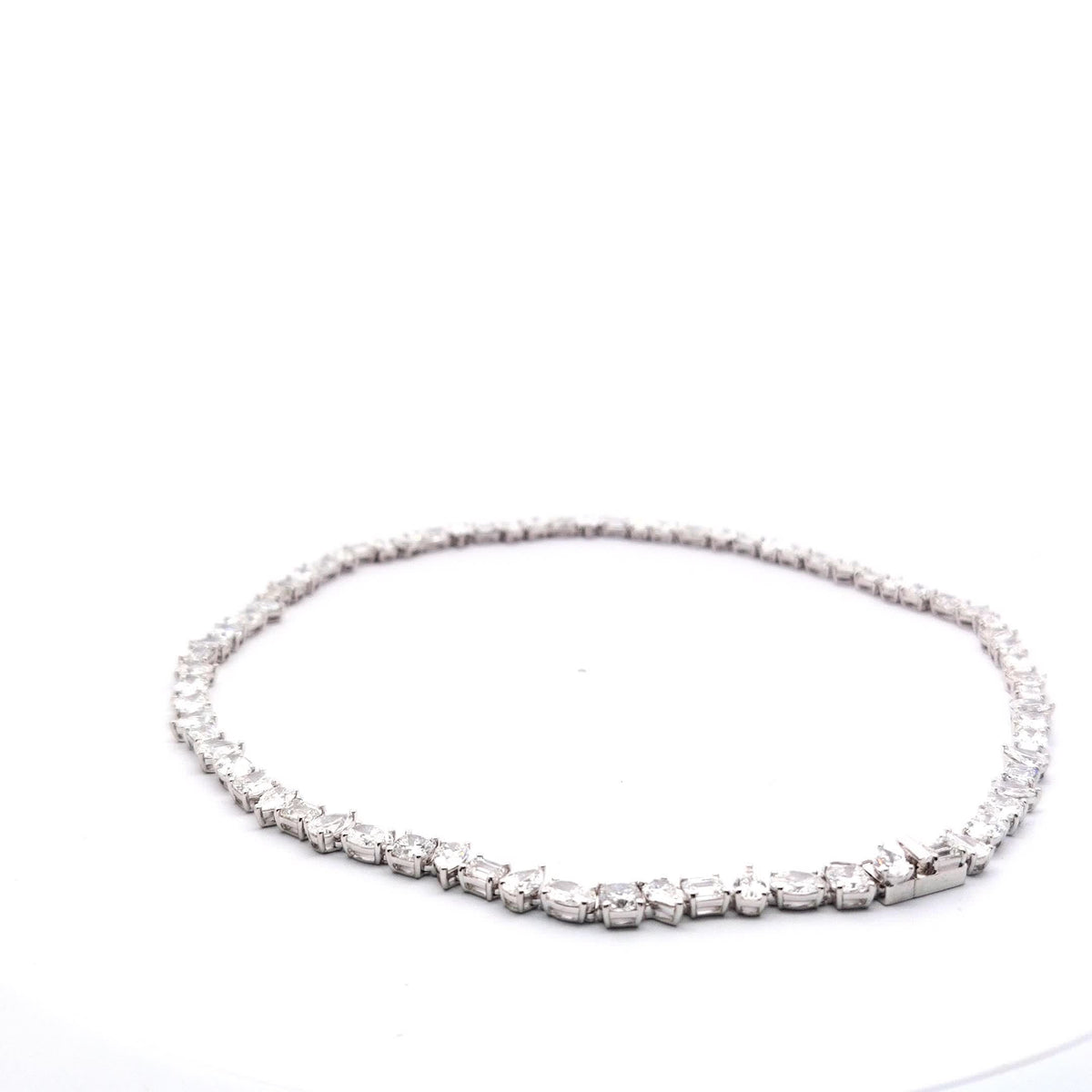 The Seraphine fancy-cut diamond riviere necklace in 18K white gold
