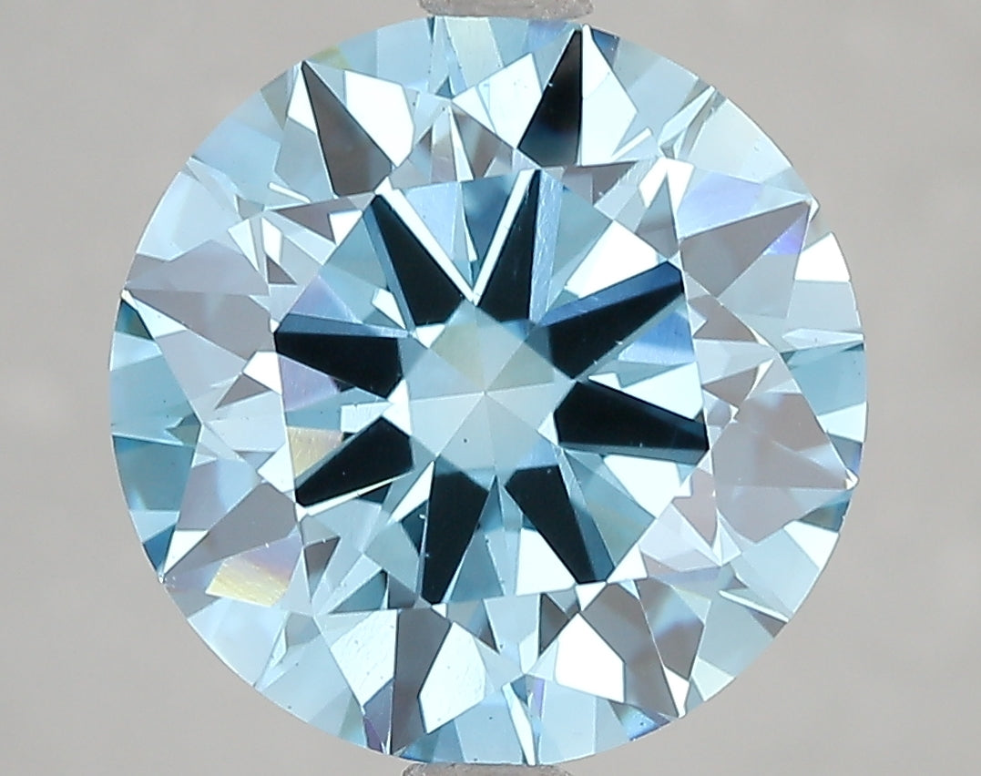 5.54ct Fancy Vivid Blue Round Brilliant Lab Diamond, VS1, IGI Certified