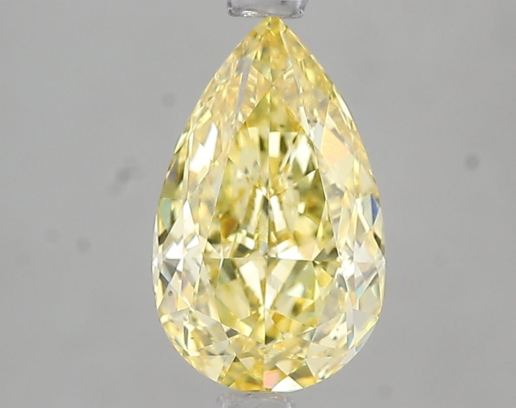 2ct Fancy Vivid Yellow Pear Lab Diamond, VS2, IGI Certified