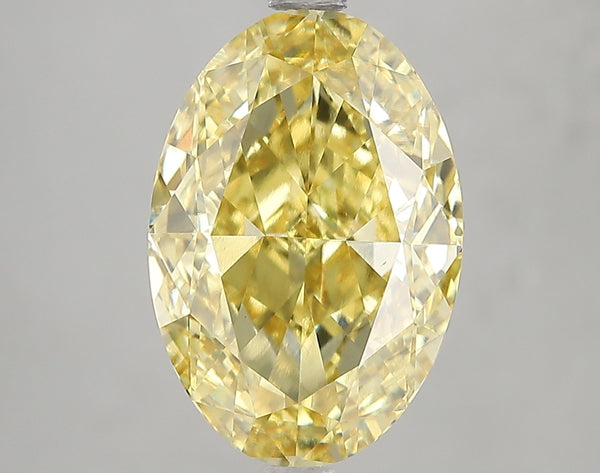 5.01ct Fancy Intense Yellow Oval Lab Diamond, VS2, IGI Certified