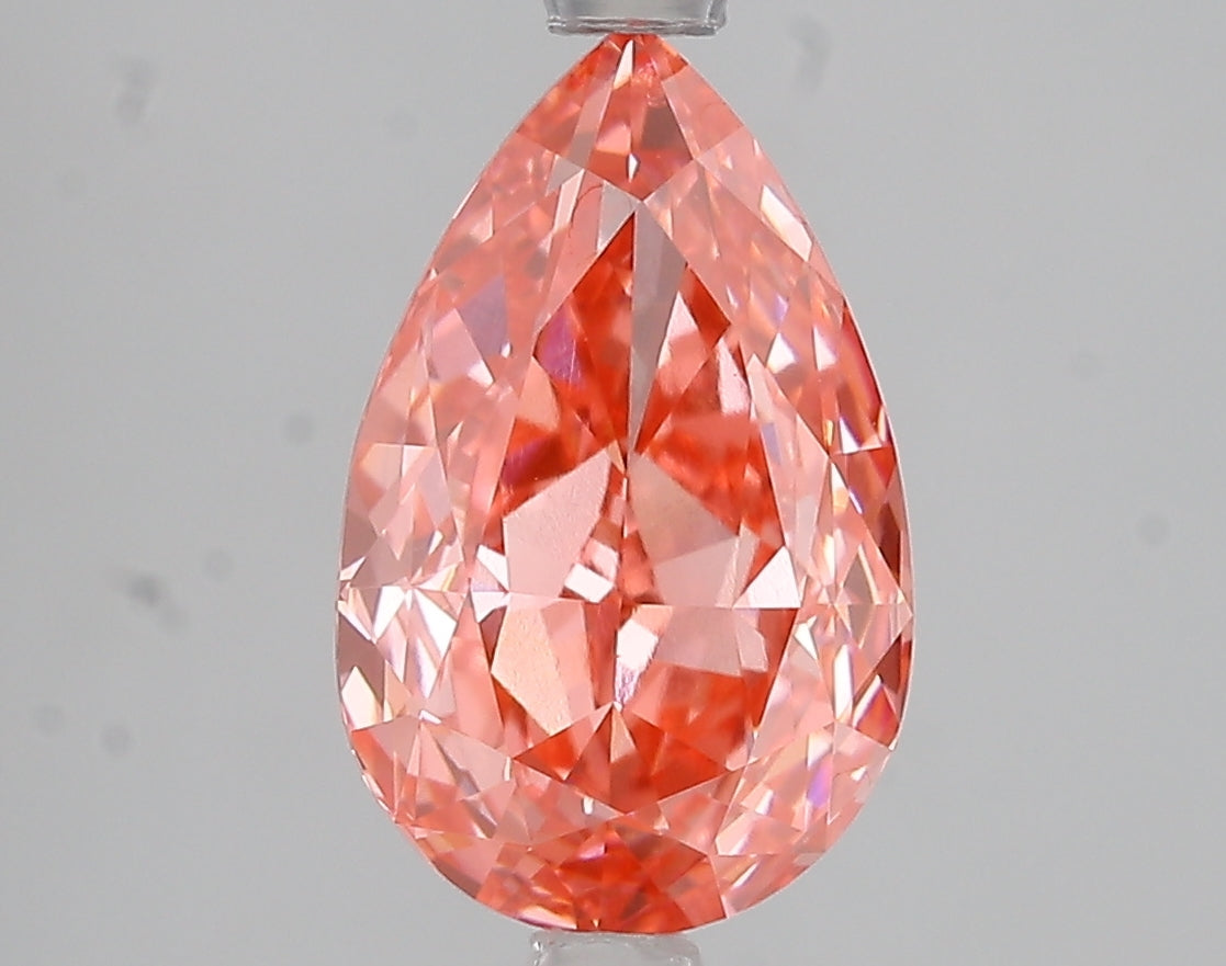 3.02ct Fancy Vivid Pink Pear Lab Diamond, VVS2, IGI Certified