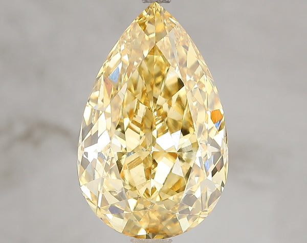 6.55ct Fancy Vivid Yellow Pear Lab Diamond, VS2, IGI Certified