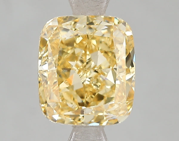 3ct Fancy Vivid Yellow Cushion Lab Diamond, SI1, IGI Certified