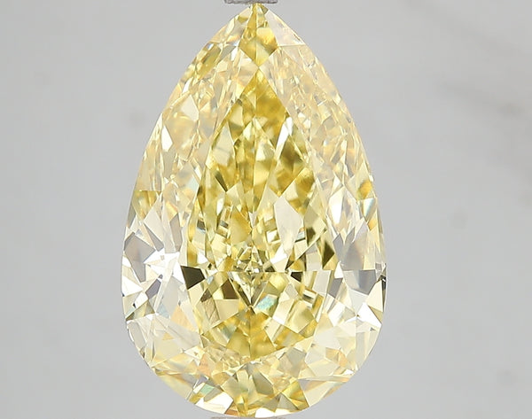 5.11ct Fancy Vivid Yellow Pear Lab Diamond, VS1, IGI Certified