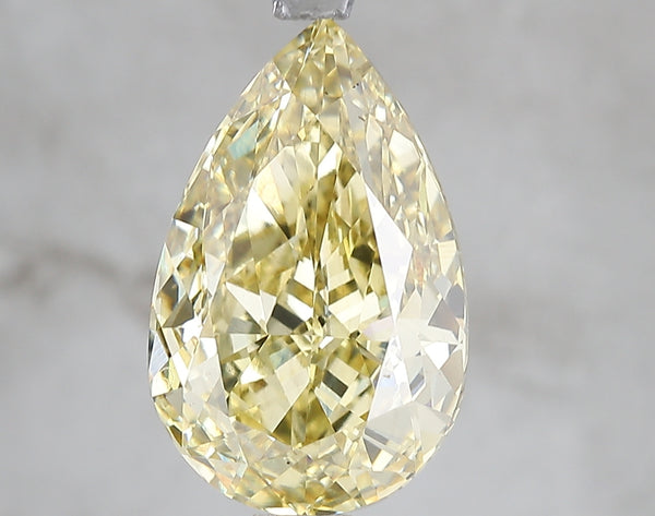 5.03ct Fancy Vivid Yellow Pear Lab Diamond, VS2, IGI Certified