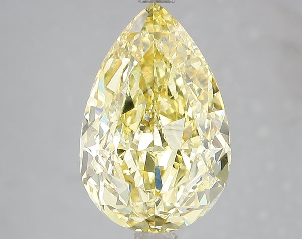 5.19ct Fancy Vivid Yellow Pear Lab Diamond, VS2, IGI Certified