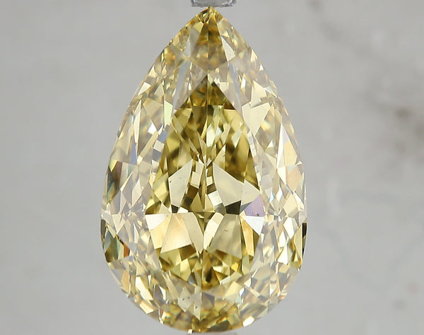 7.26ct Fancy Intense Yellow Pear Lab Diamond, VS2, IGI Certified
