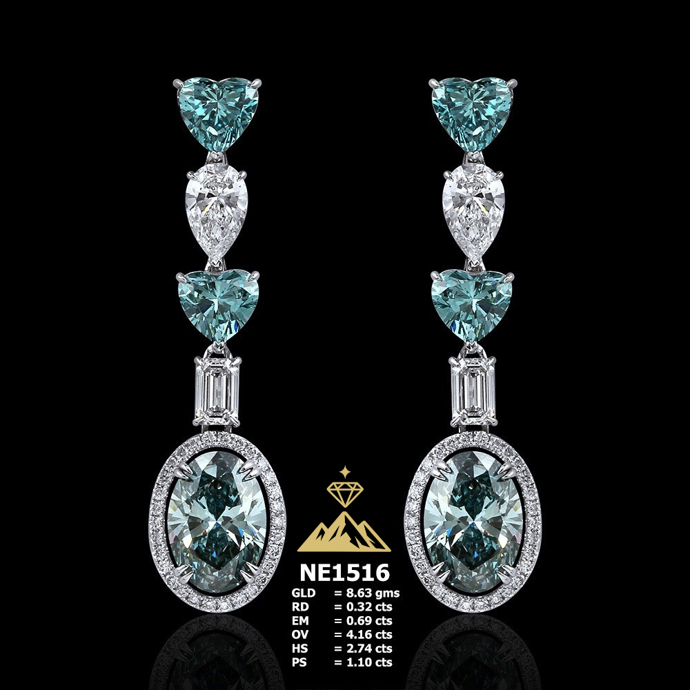 18K Gold Diamond Necklace & Earring Set - Atelier Diamante