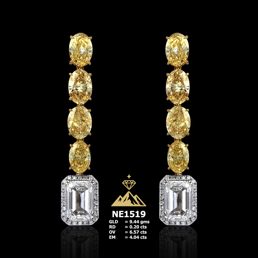 18K Gold Diamond Necklace & Earring Set - Atelier Diamante