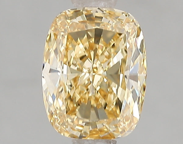 1.59ct Fancy Intense Yellow Cushion Lab Diamond, VS1, IGI Certified