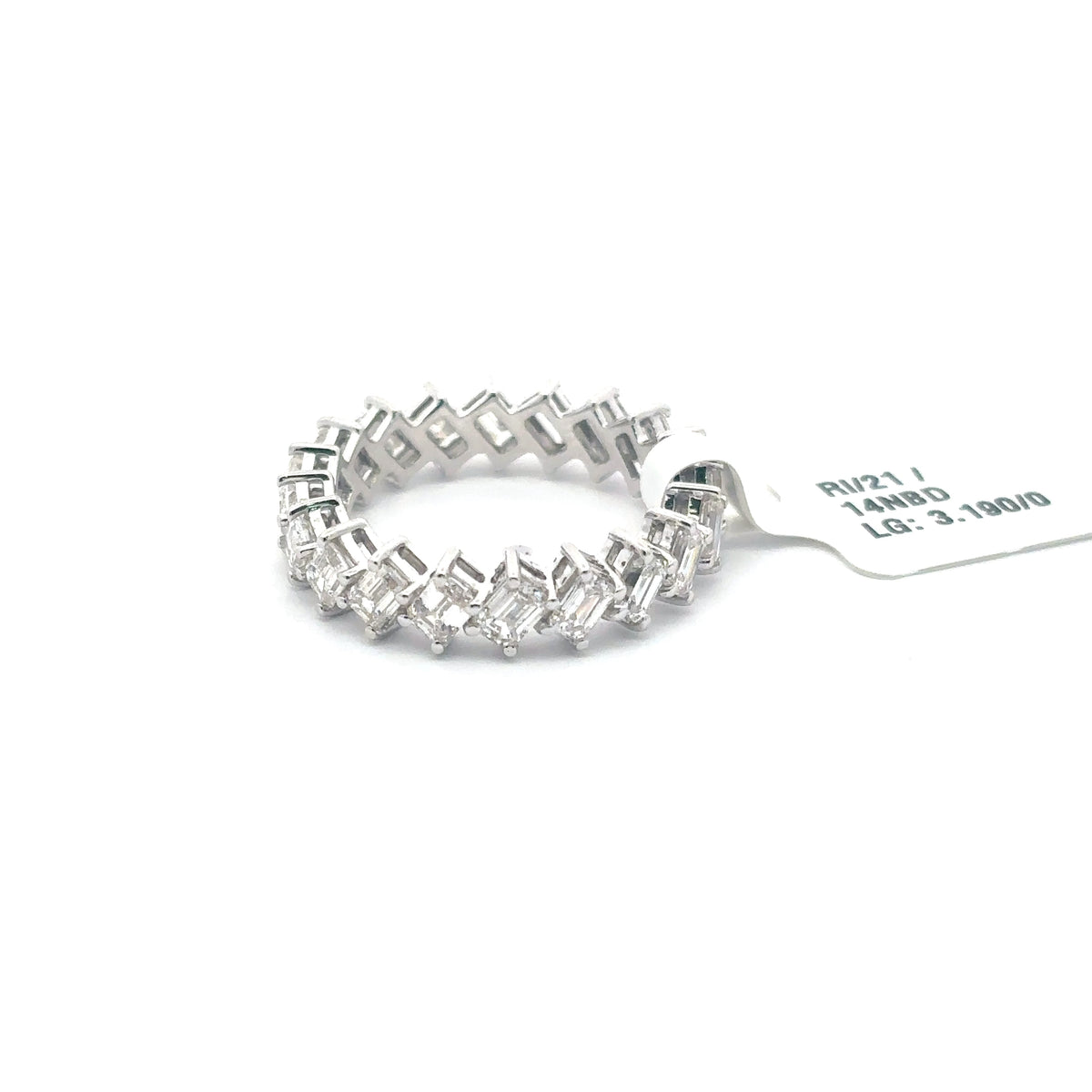 Full Eternity Band — Emerald Cut, 14K White Gold