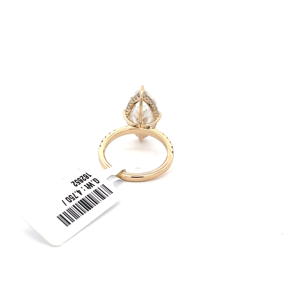 Marquise Solitaire — Hidden Halo with Pavé Side Stones, 14K Yellow Gold