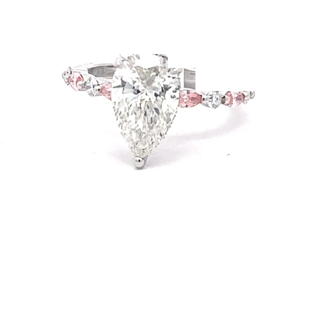 The Anaïs Pear Solitaire with Pink Accents
