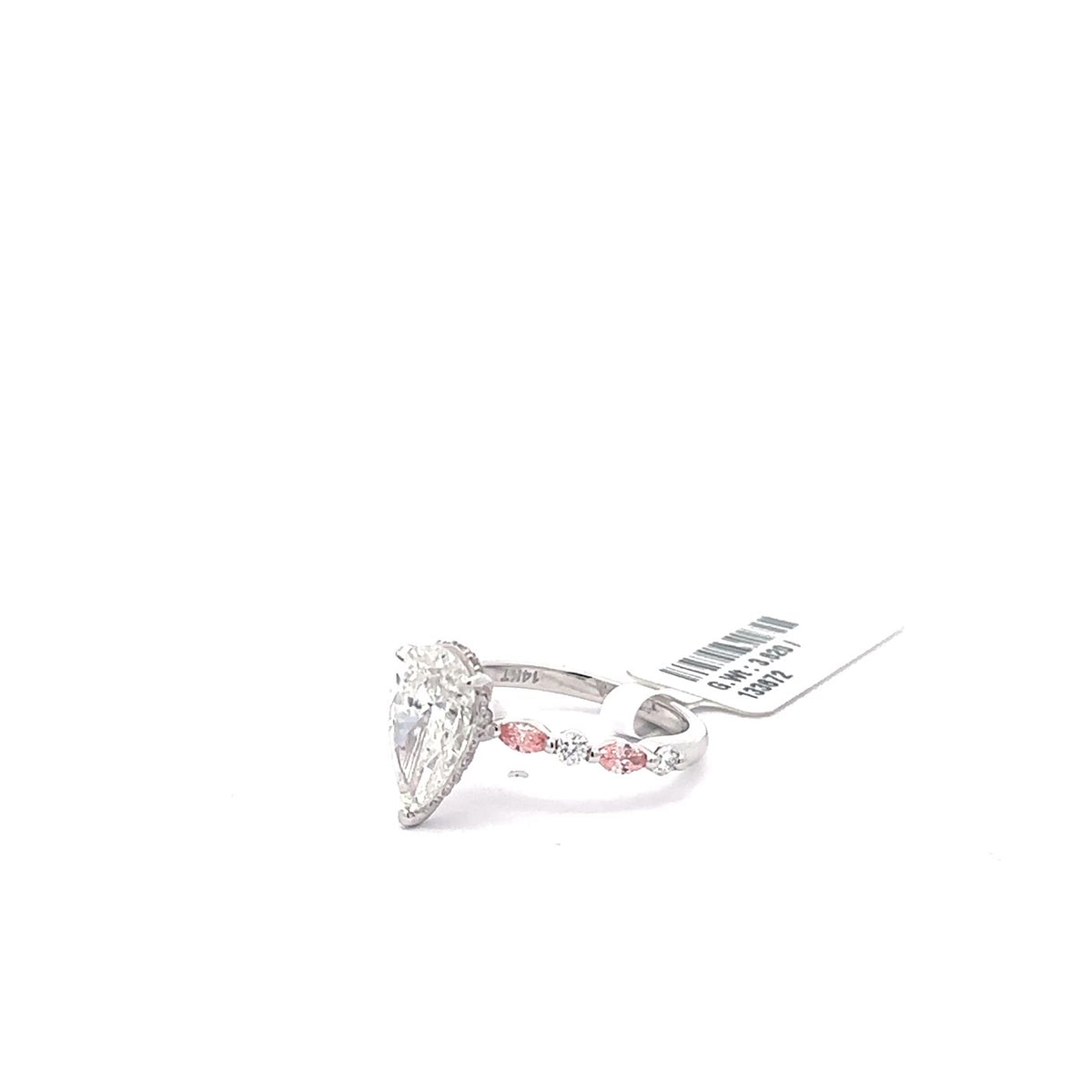 The Anaïs Pear Solitaire with Pink Accents