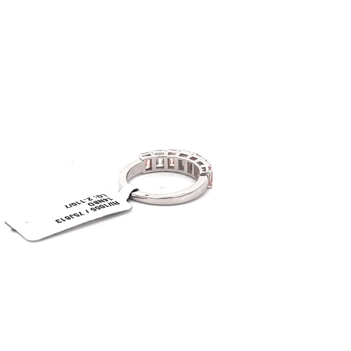 The Rosalie Pink & White Emerald Half-Eternity Band