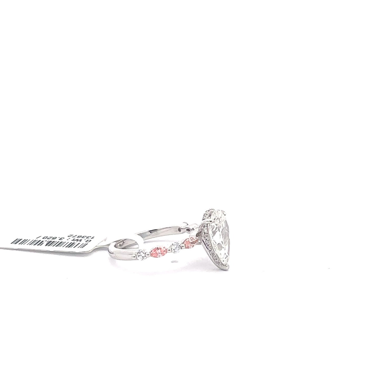 The Anaïs Pear Solitaire with Pink Accents