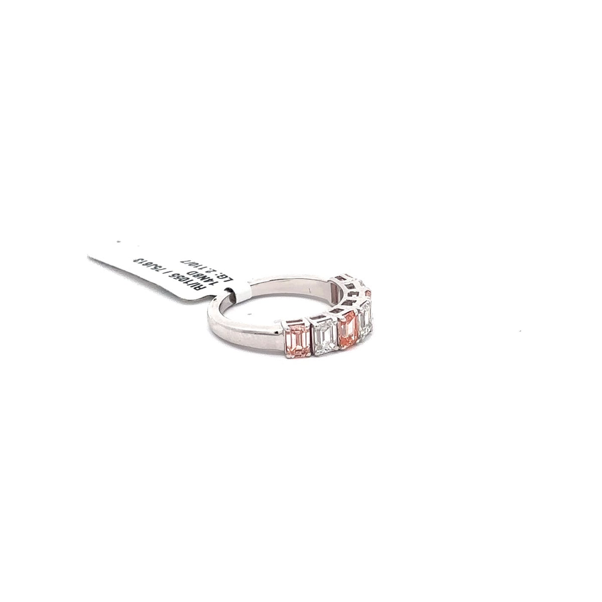 The Rosalie Pink & White Emerald Half-Eternity Band