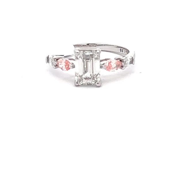 The Élise Emerald-Cut Ring with Pink Accents