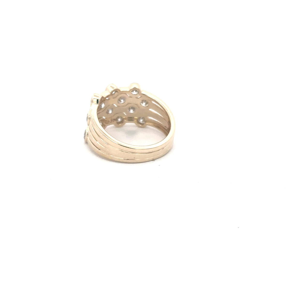 The Pleiade multi-row bezel-set diamond band in 14K yellow gold