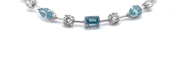 The Santorini Fancy Blue & White Diamond Tennis Bracelet