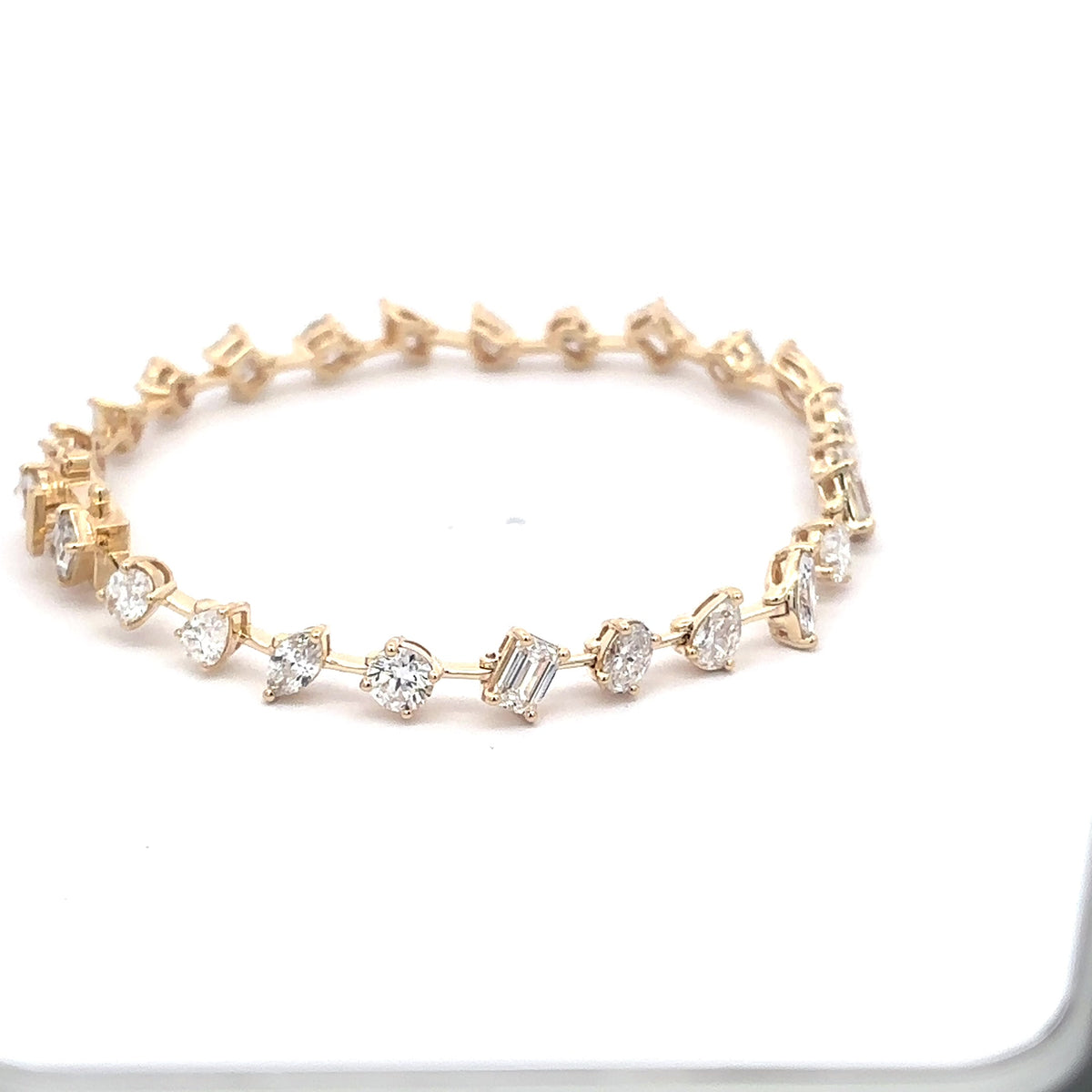 The Soleil multi-shape diamond tennis bracelet in 14K yellow gold