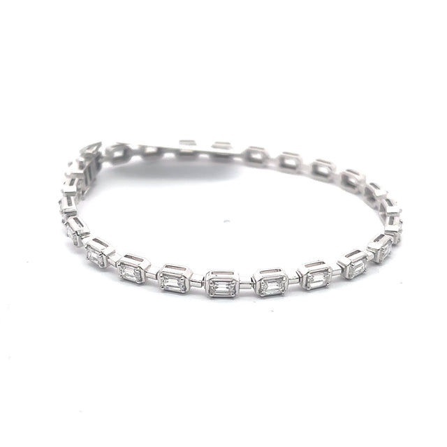 The Vivienne east-west emerald-cut diamond tennis bracelet in 14K white gold
